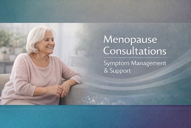 Senior woman attending a menopause consultation for symptoms at a medical clinic in Stony Plain, AB