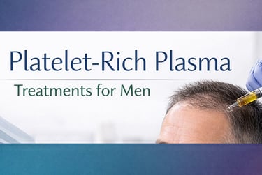 The top of a mans head with thinning har received platelet rich plasma treatment