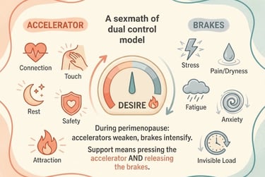 Illustrated dual control model of sexual desire showing accelerators and brakes —