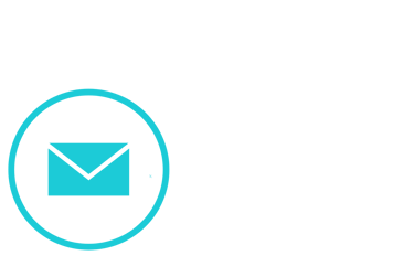 Cyan mail envelope icon inside a circle for email contact us support.