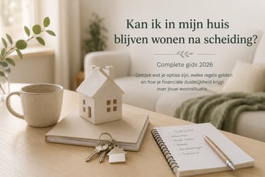 tafel met huis en sleutels een notieboek en pen in huiskamer