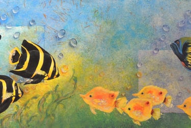 Fish Bliss 18" x 40" wood panel