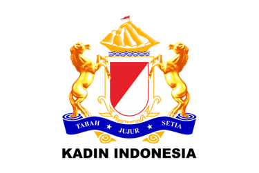 KADIN Indonesia logo with golden horses and red-white shield on a white background.