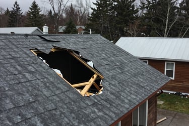 storm-damaged roof