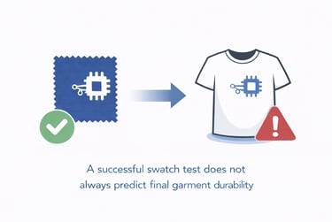 Successful swatch test does not always predict final garment durability