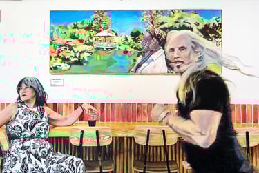 "Running through Brooklyn Basin" 36" x 48", Acrylic on canvas 2024