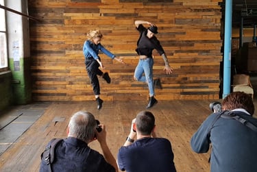 Workshop participants in the main room at Atlas Studios