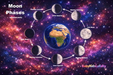 babykidslullaby Cosmic Discovery section printable moon phases