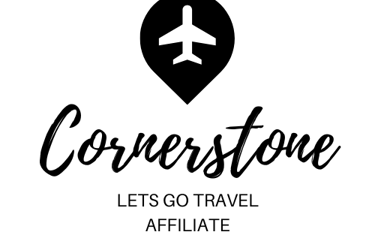 Cornerstone Lets Go Travel Affiliate logo with an airplane icon inside a location pin.