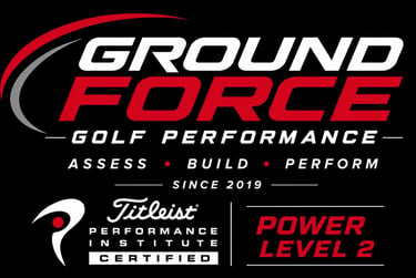 Ground Force Golf Performance logo with Titleist Performance Institute Certified Power Level 2 badge.