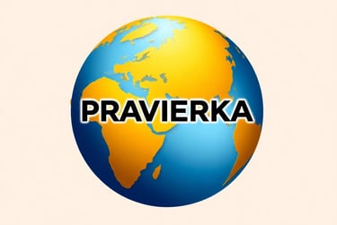 A 3D globe illustration with the word PRAVIERKAcentered over blue and gold continents.