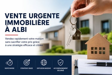 image publicitaire qui met en avant la possibilité de vendre dans l'urgence un bien immobilier