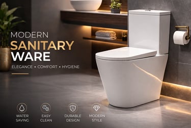 Modern white ceramic back-to-wall toilet in a luxury bathroom with elegant sanitary ware features.