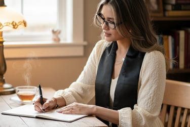 woman writing wedding script