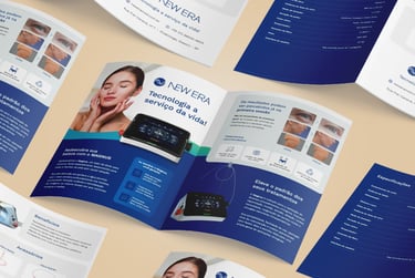 A imagem mostra um folder institucional feito para a marca New Era.
