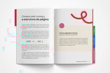 A imagem mostra o Guia de Web Design Acessível aberto.