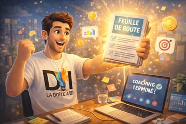Résultats d’un coaching vidéo d’1 heure pour tester une idée de reconversion numérique après 40 ans, avec Dam.