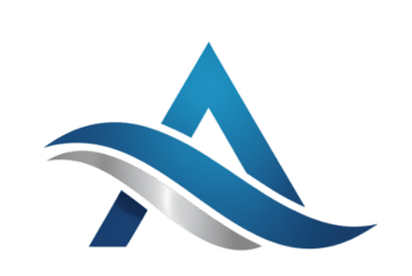 Modern letter A logo design with blue and silver colors