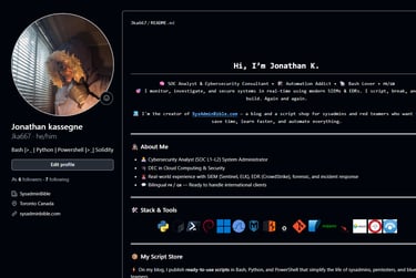 this is a screenshot of my github profil were you can have acces to sysadminbible free projects 