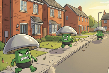 Shroomen running around, shouting and spoiling peoples front gardens.