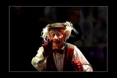 A clown performing in Los Angeles