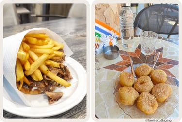 Home of the best souvlaki and loukoumades in Arkalochori, Crete, featuring delicious local produce.