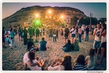 Matala Festival in Crete with beach caves 