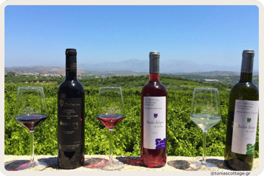 Stilianou Winery in Crete, featuring a selection of wine bottles