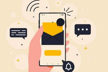 A smart phone receiving SMS and email notifications from The  PCC Panther Pantry App.