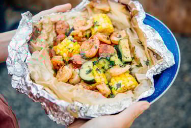 easy cooking camping meals shrimp boil