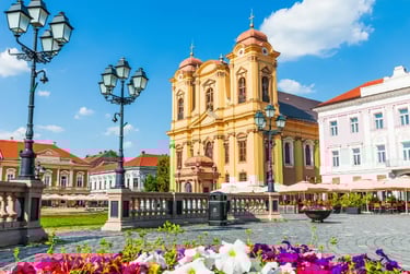 The Roman Catholic Cathedral of Saint George in Union Square, Timisoara, Romania.