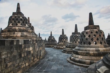 Photo of Stupa at Borobudur Temple Central Java Indoneisa