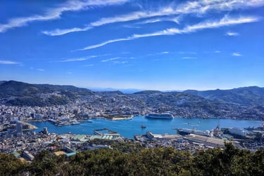 View from Mount Inasa Observatory overlooking Nagasaki Harbor
