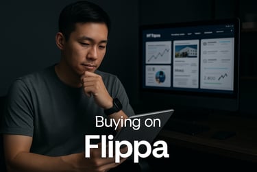 Man browsing online businesses on Flippa.