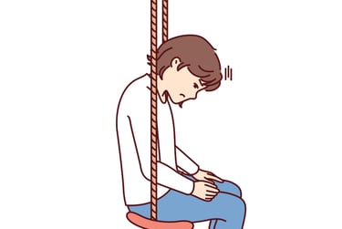 Grieving girl on a swing