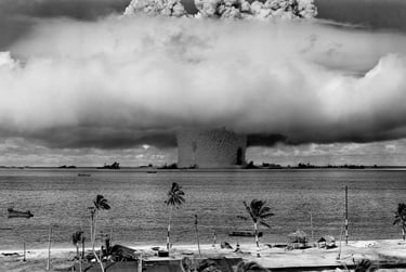 Photo d'un essai nucléaire à l'atoll de Bikini