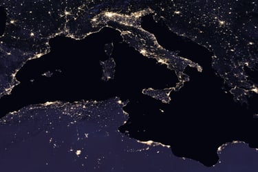 Image satellite du sud-ouest de l’Europe la nuit