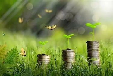 Illustration de la bioéconomie moderne : des petites plantes et des gros profits