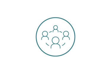 a group of people in a circle with a black background
