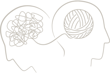 deux têtes qui s'opposent avec un lien entre les deux pour symboliser la psychothérapie