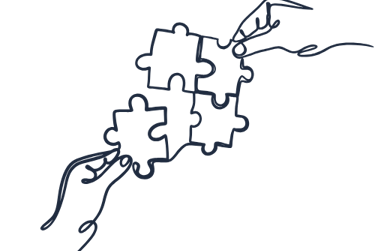 mains qui assemblent des morceaux de puzzle symbolisant le travail en psychothérapie