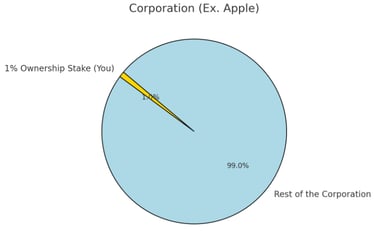 Shows how a stock is partial ownership of a company.