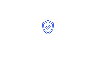 blue shield icon with trust tick in center
