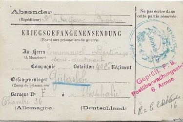 Kriegsgefangenensendung Geprüft F.a. Postüberwachungstelle 6. Armee