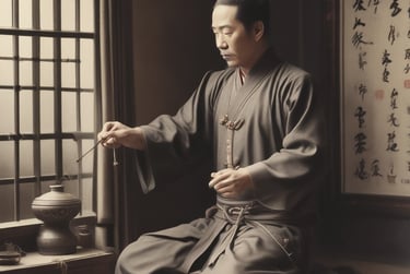 Image vintage d'un homme praticien chinois