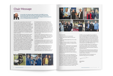 HBCF Annual Report, typesetting by Michelle Pirovich, Squeezebox