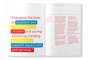 MAD Foundation Annual Report, typesetting by Michelle Pirovich, Squeezebox
