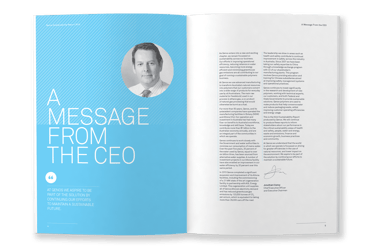 Qenos sustainability report, typesetting by Michelle Pirovich, Squeezebox