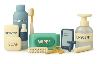 Unscented toiletries for umrah