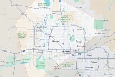 At Hand Heroes handyman service area map Peoria AZ, Surprise, Sun City, Sun City West, Scottsdale,